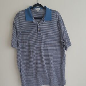 Petter Millar Shirt Mens XL Blue Short Sleeve Polo Striped